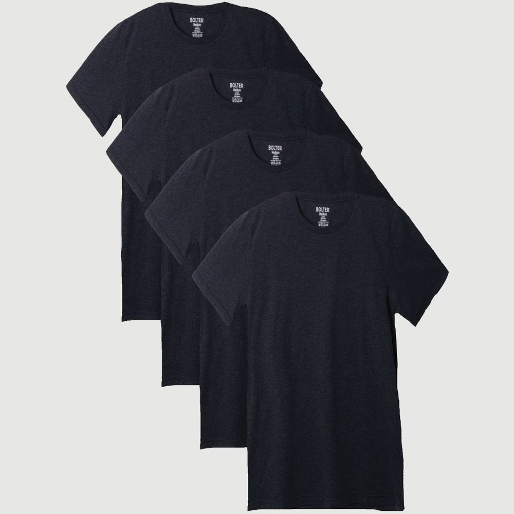 4-Pack Men's Cotton Poly Blend Crew Neck T-shirts 3001h H. Black New NWB